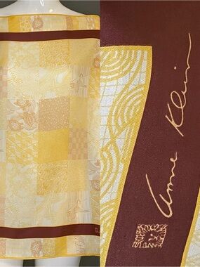 Vintage Anne Klein Silk Scarf 26 In Sq Excellent Condition